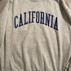 Reflex Gray Crewneck Sweater with Blue California Print